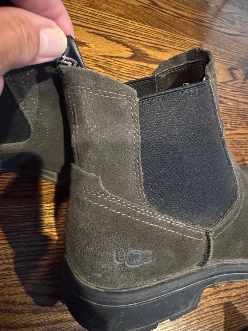 Biltmore Chelsea' from UGG.  Suede Ankle Boot. Dark gray. Elastic sides. Size 10